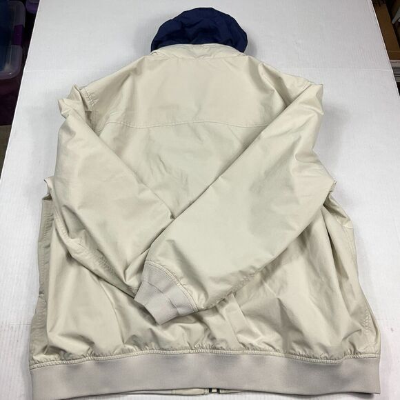 Lands End Mens Bomber Flight Jacket Beige Tan Zip Up Packable Hood Outerwear XXL - Picture 9 of 12